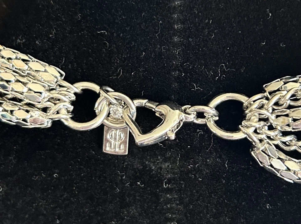 Hermoso Collar Multi Cadena Jennifer Lopez JLo Tono Plata Foto 3 de 4