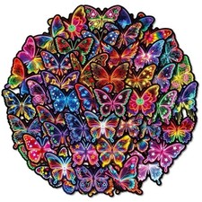 30Pcs Random Cool Neon Colorful Butterfly Nature Animal Waterproof Stickers