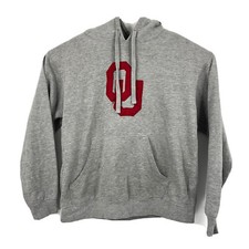 OKLAHOMA SOONERS Majestic Gray Hoodie Sweatshirt Mens Size Large
