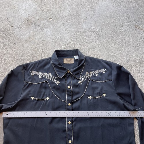 Scully Shirt Men 2XL Black Pearl Snap Embroidered Music Notes Western Cowboy New - Picture 10 of 12