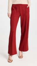 VINCE Fine Knit Wide Leg Pull On Pants Dark Scarlet SZ XL NEW