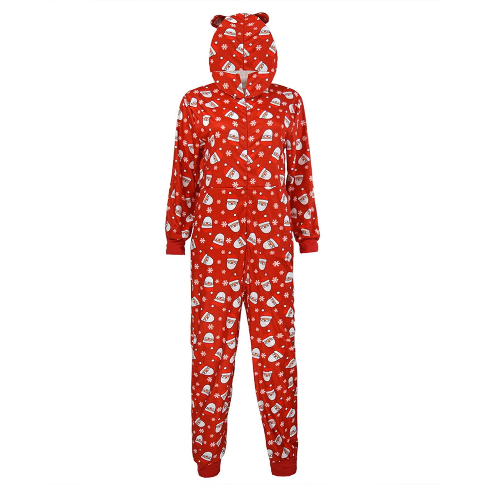 Christmas Jumpsuit, Novelty Christmas Print Long Sleeved Romper With Zipper-image