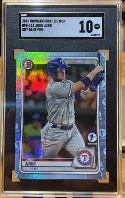 2020 Bowman First Edition Josh Jung Sky Blue Foil SGC 10 POP 1 | eBay