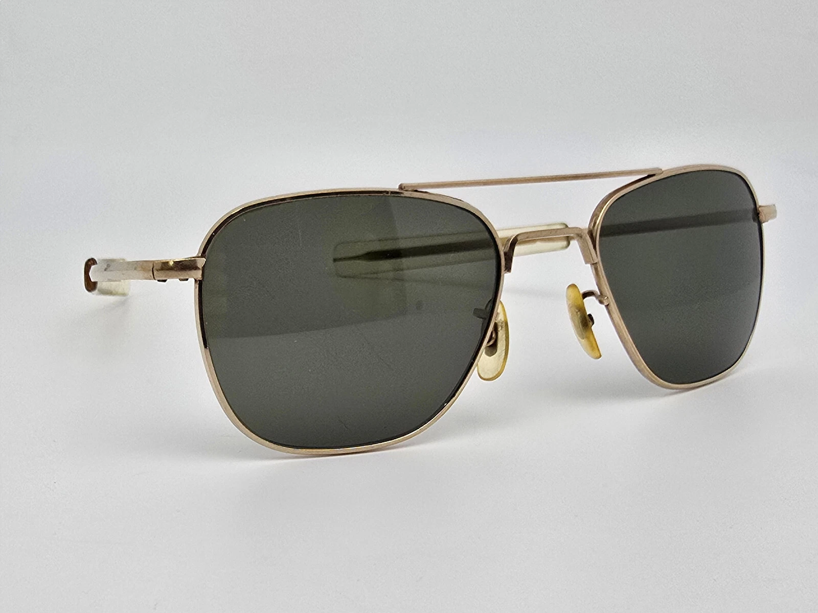 American Optical AO HGU 4 P Gold Grey Lens Aviator Military Sunglasses