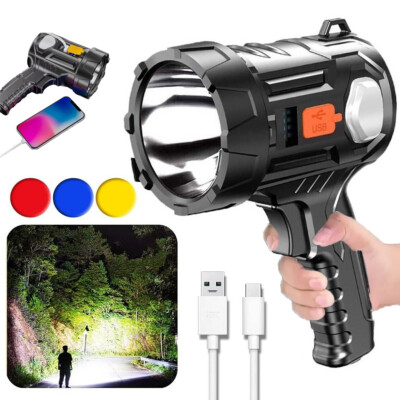 3000000LM Super Bright Solar Rechargeable LED Spotlight Flashlight Searchlight