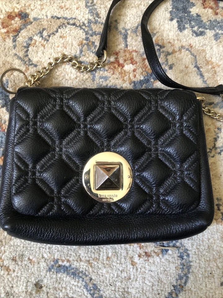 Kate Spade Black Small Crossbody Bag Black Quilted Leather - Image 2 of 4