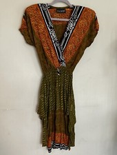 Vintage Phoebe Boho Hippie Short Sleeve Dress Padded Shoulders Fairy Womens M/L