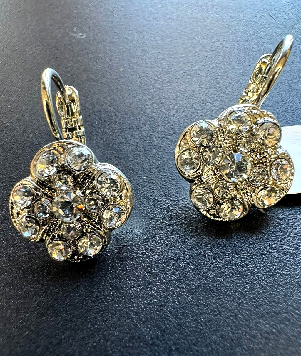 Large Clover Leverback Mariana Earrings in "On A Clear Day" - Rhodium