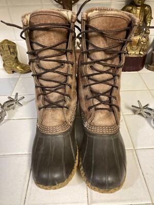 LL Bean Hunting Fur Lined Winter Duck Rain Shoes Boots Size M Made in USA 