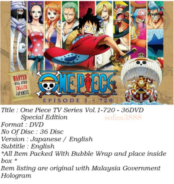 Anime DVD One Piece Episode 1-720 Complete ENGLISH DUBBED Box Set - BRAND  NEW