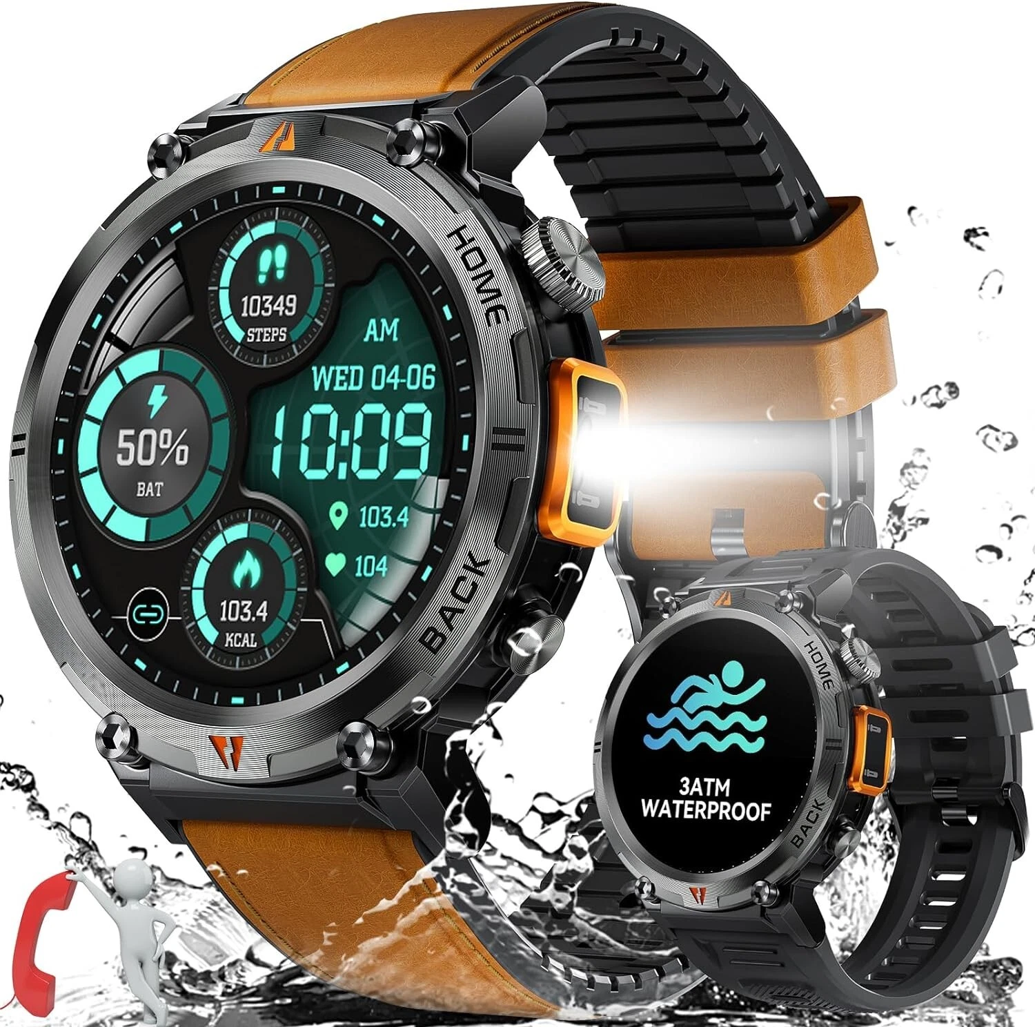 Smart Watch Men's Phone Function Wristwatch Watch for iPhone Samsung Huawei Tab