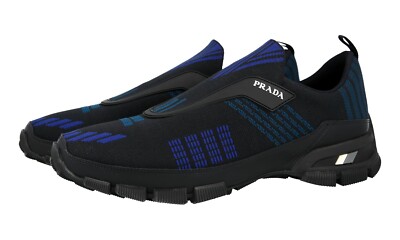 PRADA Crossection Slip On Sneakers - 4O3223 - Black Blue NEW -  US 10.5 EU 43,5