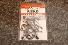VMC NK Neko Hook Wacky Rig Size 2/0 Pack of 25 NK-20 Black Chrome Bass Hooks