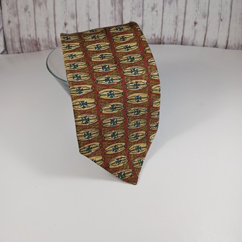 Preferred Stock Vintage Men's Silk Necktie Russet Brown Tan Blue