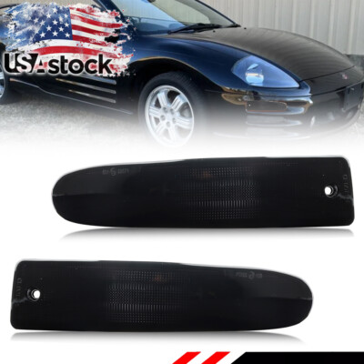 2X Smoked Lens Front Bumper Turn Signal Lights For 2000-2002 Mitsubishi Eclipse