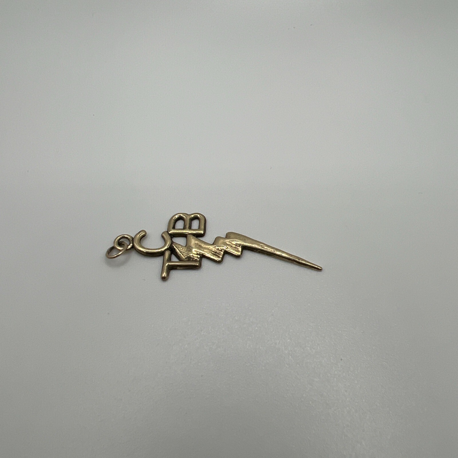 14k Solid Yellow Gold TCB Lightening Bolt Pendant Elvis Presley 1.92