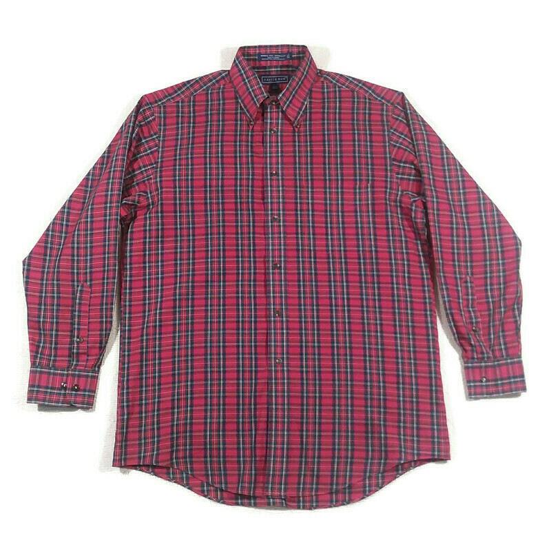 Camicia Savile Fila Bottoni Larga Uomo Taglia 15 1 2 32 33 LS Tasca Plaid