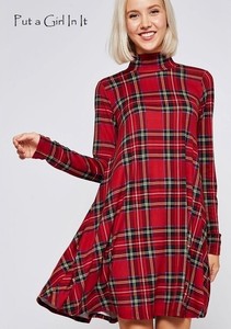 plaid turtleneck dress