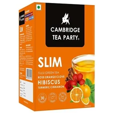 Cambridge Tea Party Slim 30 Tea Bags, Hibiscus Clove Orange Rose Turmeric Cinnam