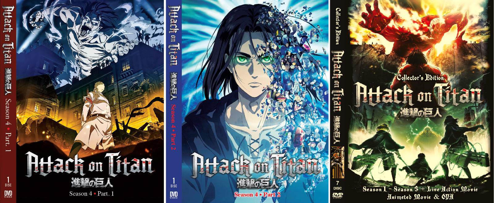 DVD Anime Attack On Titan Season 1+2+3 +6 SP, Lost Girls & Junior High  English