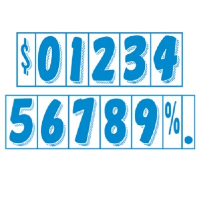 EZ 7 1/2'' white blue Vinyl Windshield Numbers Digits Car Lot Pricing Stickers