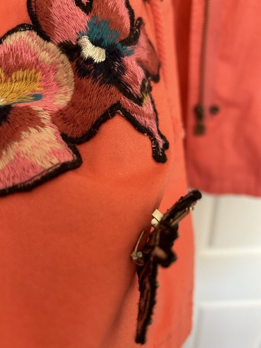 Desigual Delia Jacket Melon Pink Size 46 Used Ones Cotton Hood Removable Lining - Picture 21 of 24