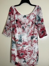 Guess Los Angeles Floral Sheath 3/4 Sheer Sleeve Multicolored Dress Short Sz 0