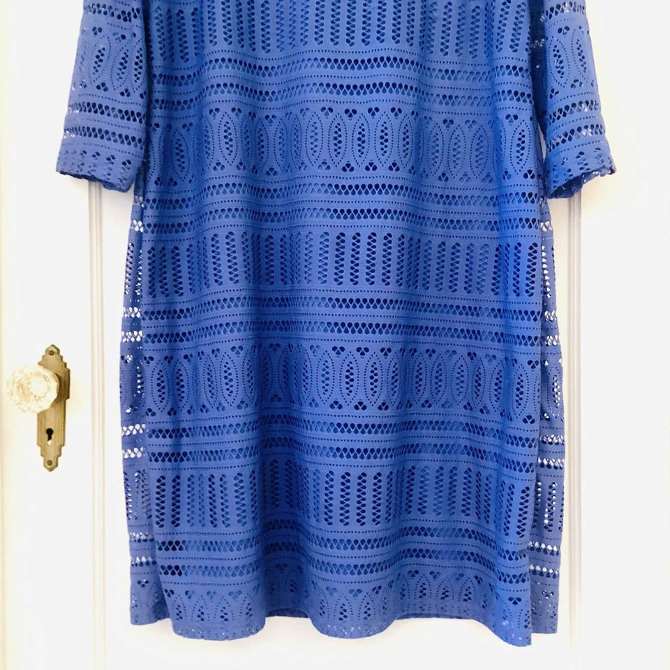 DANA BUCHMAN женщин синий вырез кружева 3/4 рукав Shift платье с подкладкой размер XL - Изображение 4 из 4