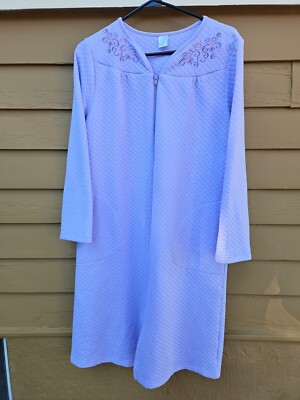 Womens Zip Front Housecoat Lounger Duster House Dress Long