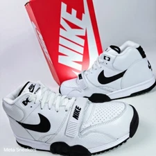 Nike US 13 Men's White/Black Retro Classic Leather Air Trainer 1  FB8066 100 New
