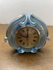 Fenton Iridescent Misty Blue Carnival Glass Alarm Clock NOS USA Vintage WORKS