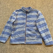 Eddie Bauer Kids Small 7 8 Blue Fleece Striped Full Zip Active Wear Jacket
