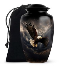 Large Cremation Urn Human Ashes Aluminum Memorial Funeral Keepsake 10 Inch