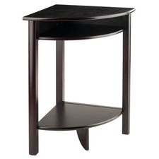 31" Contemporary Brown Desk Storage Table Square Corner Shelf Solid Wood Office