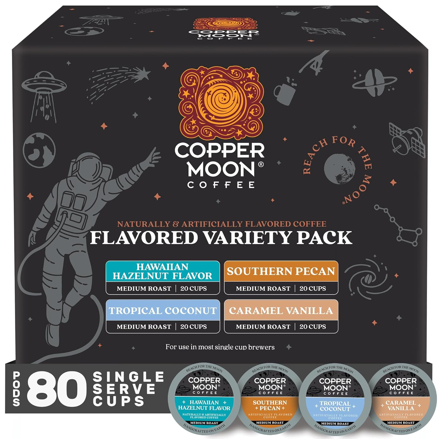 Copper Moon Single Serve Coffee Pods for Keurig K-Cup Brewers, Light/Medium Roas