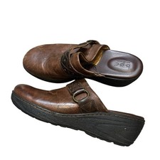 Born Womens Avaco Brown Leather Clogs Closed Toe Slip On Size 10 Y2K Boho