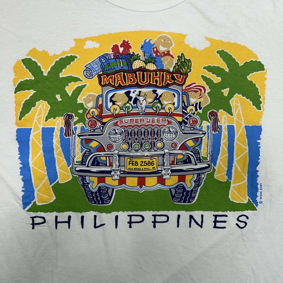 Vintage Philippines Mabuhay Jeepney T Shirt XL Ocean Shirts Retro Travel Tee View 2