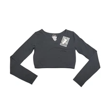 Girls Long Sleeves Notch Neck Seamless Tee Shirt - art class Black Medium Size 8