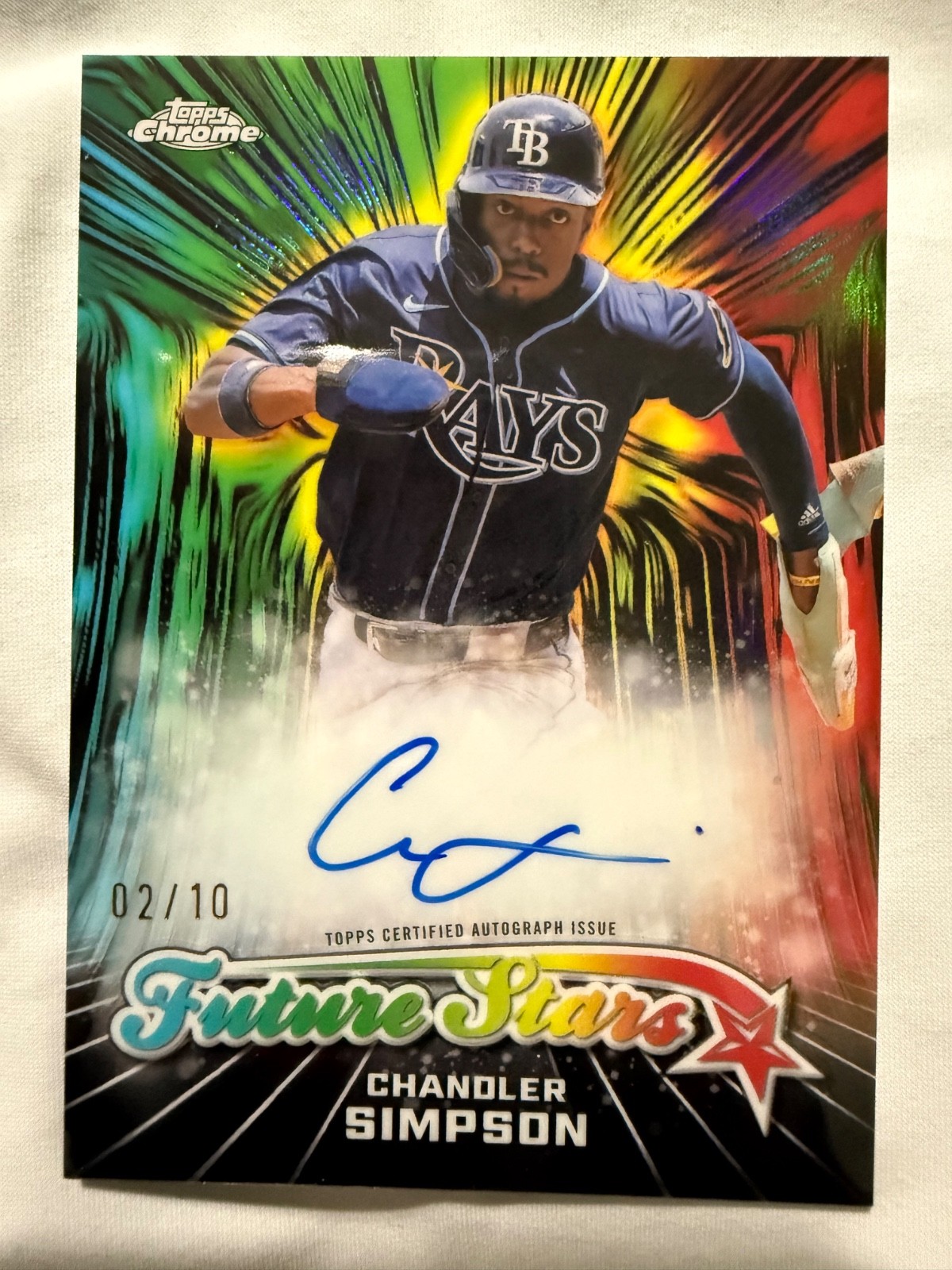 2026 Topps Chrome Chandler Simpson Future Stars Black Auto 2/10 RC Rays SS Rare