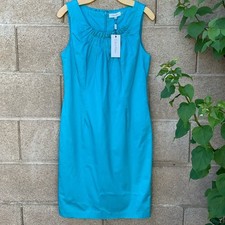 NWT Calvin Klein Shift Sheath Shift Midi Dress Sleeveless Size 8 Teal Cocktail
