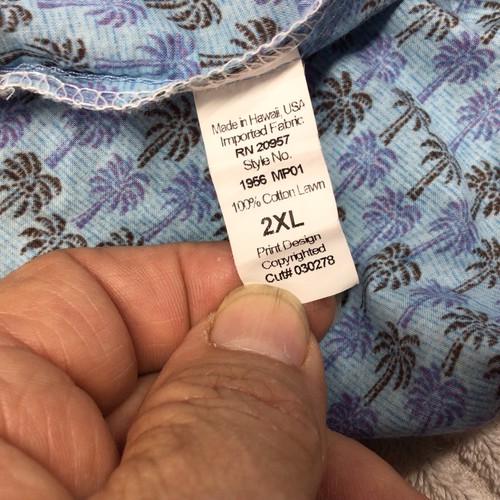 Tori Richard Men’s 2XL Short Sleeve Button Up Hawaiian Shirt All Over Palm Tree - Picture 6 of 6