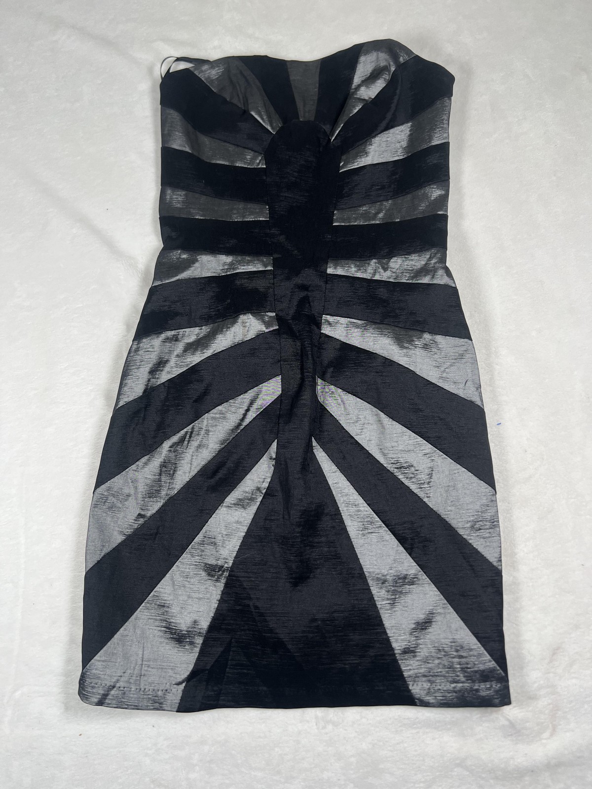Jessica McClintock Dress Womens 8 Black Silver Strapless Cocktail Party Mini