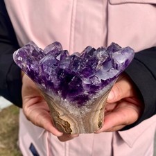 1.3LB Natural Brazil amethyst hand carved flower crystal specimen