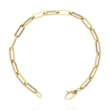 14K Yellow Gold 5mm Paperclip Elongated Bracelet (Hollow) 7" 8"