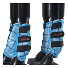 HILASON X Large Horse Fly Boots Uv Protection Fleece Lined 4 Pack Plaid Leg
