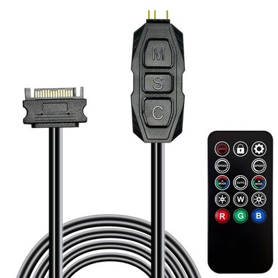 ARGB Controller Kit for PC RGB Case Fans, Splitter, SATA Power Black 