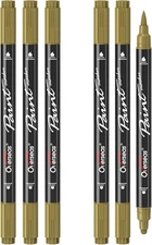 Overseas Gold Acrylic Paint Markers, 6 Pack Dual 1 Count (Pack of 6), 