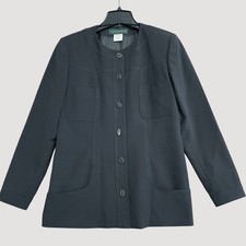 Vtg Harv  Benard Women' 8 Black Button-Front Blazer Jacket  P0503