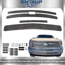 Front Grille Fits 2007-2013 Chevy Silverado 1500 Chrome Billet Grill Insert 4pcs