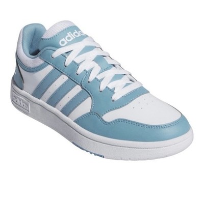 adidas Hoops 3.0 IG6108 White Blue Leather Low Top Men's Basketball Sneakers